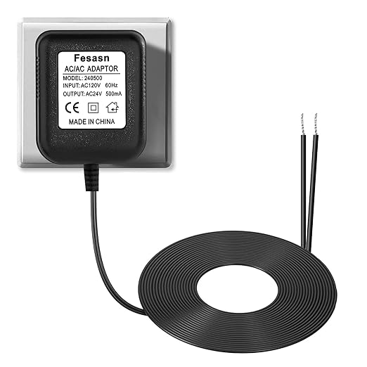 C Wire Adapter for Smart Thermostat, 24V AC Power Supply, Fits for Nest Hello August Ring Door Bell and Ecobee Nest Honeywell Smart WiFi Thermostat (with 16.4 Foot Black Door Bell Wire)