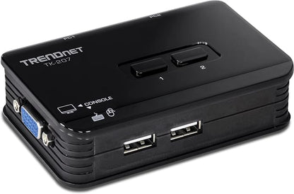 TRENDnet 2-Port USB KVM Switch, TK-207K | Control Two Computers with One Set of Console Controls,2048 x 1536 Resolution,60Hz Refresh Rate,All Required Cabling Included