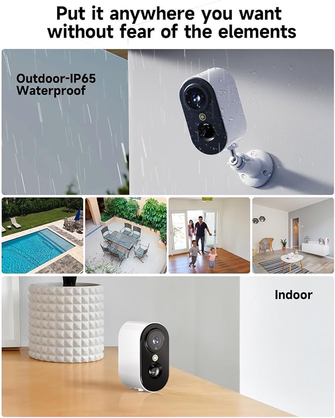 LIWAN Security Cameras Wireless Outdoor Indoor, 2.4GHZ WiFi Security Camera for Home Security, 2K HD Color Night Vision Battery Powered, Motion Detection, 2-Way Talk, SD/Cloud Storage, 4-Pack