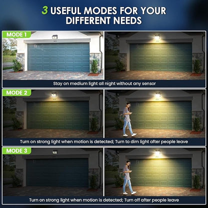 CLAONER Solar Lights Outdoor [𝟔 𝐏𝐚𝐜𝐤/126 LED], Wireless Motion Sensor Lights, IP65 Waterproof Security Lights 3 Modes, 270° Lighting Angle, Ultra-Bright Wall Lights for Deck Patio Fence Garage