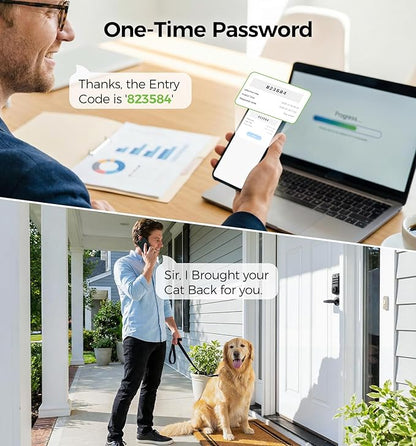 WiFi Smart Door Locks for Front Door Lock Set, Keyless Entry Door Lock Deadbolt with Handle Set, Smart Deadbolt Lock with Alexa & Google Assistant, APP Control, Voice& Fingerprint Unlock, Auto Locking