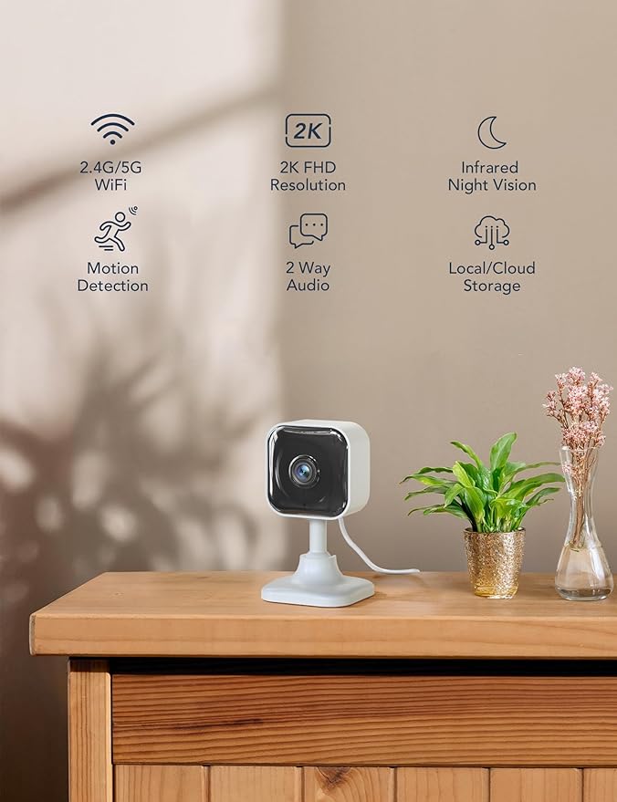 GNCC 2K Indoor Cameras for Home Security with Phone App, 2.4G/5G Mini Pet Cam w/Human/Motion/Sound Detection, Compatible with Alexa, Cloud Storage Subscription Required, Fixed View, Plug-in, 2 Pack