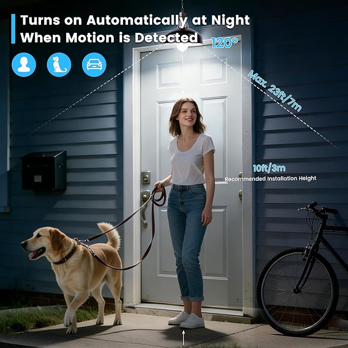 Motion Sensor LED Bulbs with Auto Dusk/Dawn, 13W 1100LM 5000K Daylight, A19 E26 Smart PIR Sensor Lightbulb Outdoor Security Light for Garages Porches Patio Entrances, 100W Equivalent, 2 Pack