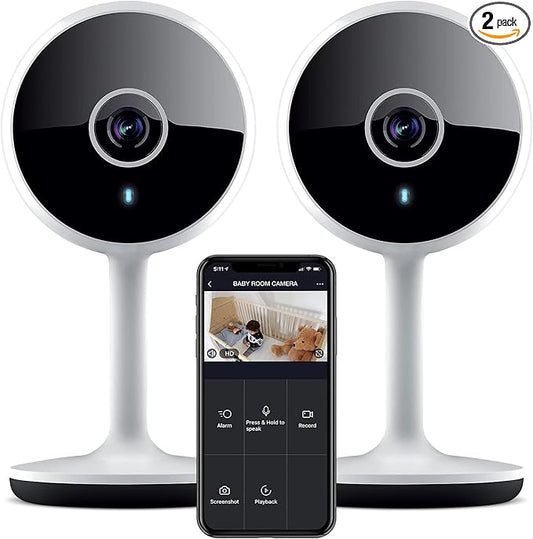 Geeni Vivid Indoor Smart Security Camera – HD Live Stream Camera for Indoor Home Monitoring with Night Vision, 2-Way Audio, Flexible Mount, Micro SD Slot, Motion Detection & App Control – 2Pack, White