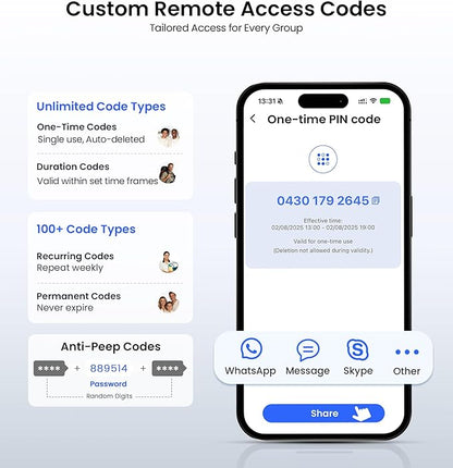 Veise VE028 Built-in Wi-Fi Smart Lock with Knob, Fingerprint Keyless Entry with Handle, App Remote & Voice Control, Electronic Digital Keypad for Front Door and Bedroom, IP65 Waterproof, Satin Nickel
