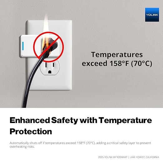 YoLink Plug Mini, Ultra-Compact Smart Outlet with Over-Temperature Protection & Precision Scheduling, 1/4 Mile LoRa Range, Alexa, Google Assistant Integration, Hub Included