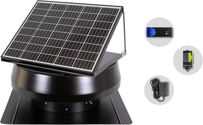 iLIVING 14" HYBRID Smart Thermostat Solar Roof Attic Exhaust Fan, 40-Watt, 1150 CFM, Cools up to 2900 Sq.Ft. Coverage Area, Black