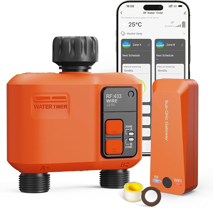WiFi Sprinkler Timer 2 Zone, Smart Water Timer for Garden Hose Irrigation
