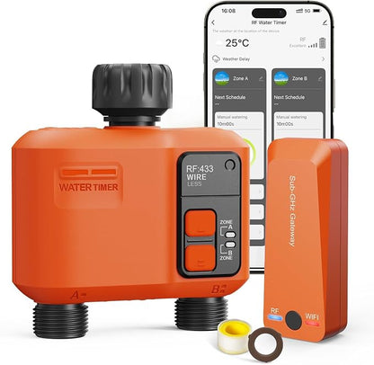 WiFi Sprinkler Timer 2 Zone, Smart Water Timer for Garden Hose Irrigation