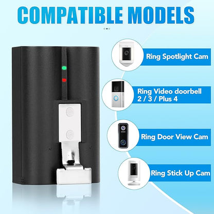 2Pack 7200mAh Replacement Battery with Charger Station for Ring-Doorbell Camera 2/3/3 Plus/4, Spotlight & Stick Up Cam, Rechargeable Upgraded Lithium Li-ion Batteries 3.65V (2Pack 7200mAh+LED charger)