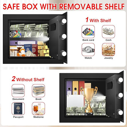 1.8 Cub Small Fire Safe for Home Use, Digital Security Safes Fireproof Waterproof with Combination Lcok and Removable Shelf, Anti-theft Fireproof Safe Box for Document Money Valuables