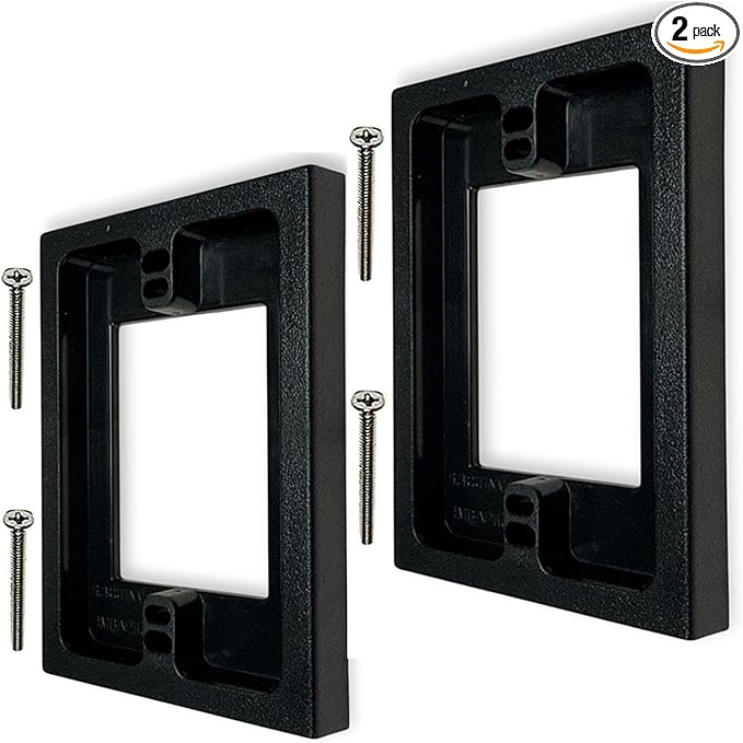 iMBAPrice BES1-2 Black Electrical Box Extender 2 Pack, 1-Gang Non-Metallic Outlet Box Spacer for Drywall, Plaster & Tile, Wall Box Extension Ring for Existing Electrical Boxes
