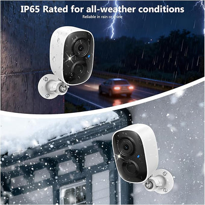2K Security Camera Wireless Outdoor,Solar Powered WiFi Cameras for Home Security with Motion Detection,Color Night Vision(Spotlight),Instant Alert,2-Way Audio,Siren&SD/Cloud Storage,IP65,2.4GHz,2 Pack