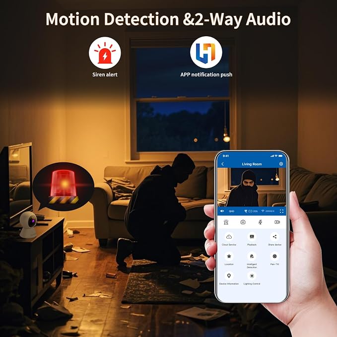 MeterMall HuntVision - 3MP Indoor WiFi PT Camera, Ivy Smart APP, Support 2.4G WiFi and Bluetooth, Day and Night Mode, Security Camera with Accurate Human Detection and Human Tracking