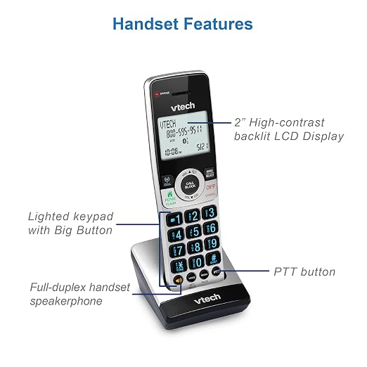 VTech IS8251-3 Business Grade 3-Handset Expandable Cordless Phone for Home Office, 5" Color Display, Programmable Short Cut Keys, Smart Call Blocking, Answering System,Bluetooth Connect to Cell