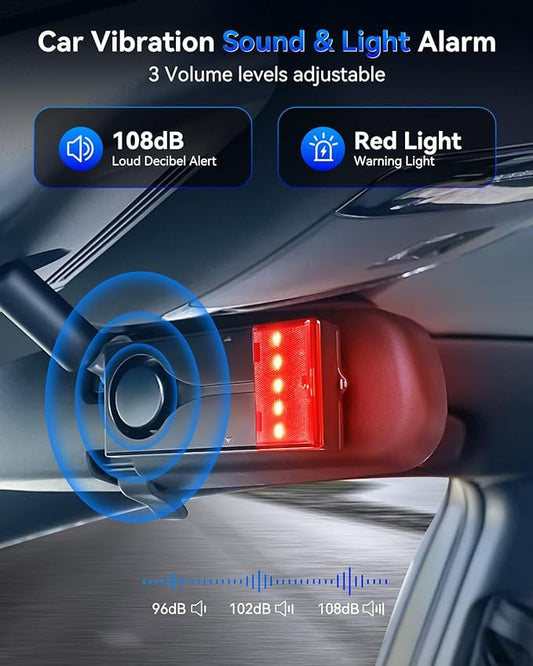 108dB Car Alarm System, Vehicle Anti-Theft Vibration Sensor Alarm & Red Light, Wireless Remote Anti Theft Car Device with Magnetic Install Design for Car, Truck (Upgrade 4.0)