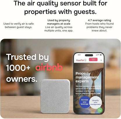 WiFi CO2 Detector & VOC Air Quality Monitor — Smart Indoor Tester with App Alerts, LED Display, Temp & Humidity Tracker for Home, Office, Bedroom & Airbnb (Alexa & Google Home)