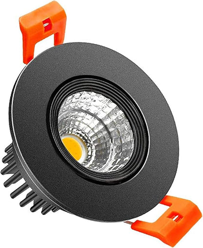 inShareplus 2 Inch LED Downlight, 3W Recessed Lighting COB Dimmable, 5000K Daylight White, CRI80, Black Trim, Ceiling Lights with LED Driver, 1 Pack