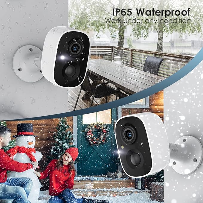 Geekee Security Cameras Wireless Outdoor 2-Way Talk Battery Powered Wi-Fi Cameras for Outside and Indoor 2K Night Vision AI Motion Detection Siren Alarm IP65 Weatherproof 2-Pack