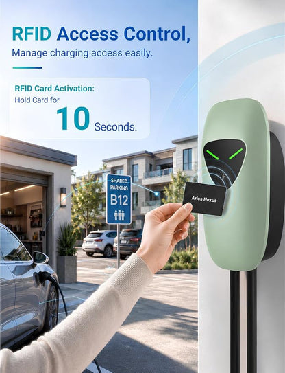 48A Level 2 EV Charger Station Hardwired, J1772 240V 11.5kW WiFi App 25ft | Garage Home Driveway EV Charger,2.4GHz Smart Control,RFID Access,Indoor Outdoor Installation,UL ETL FCC Certified,Overheat