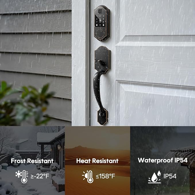 Smart Door Lock Set, Fingerprint Keyless Entry Door Lock with Interior Knob, Smart Locks for Front Door -APP Control, Front Door Lock Set with Keypad and Deadbolt, Auto-Lock, Oil Rubbed Bronze