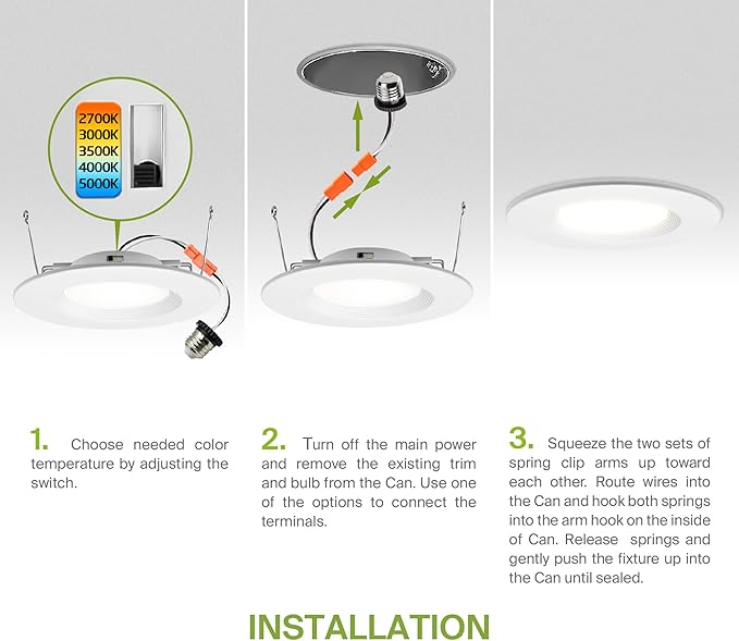 ASD 6 Pack Retrofit LED Recessed Lighting 6 Inch - 12W 2700K-5000K 1078LM Can Lights for Ceiling 6 Inch, Dimmable Recessed Lights, Baffle Trim Wet Rated Wafer Lights, ETL, Energy Star