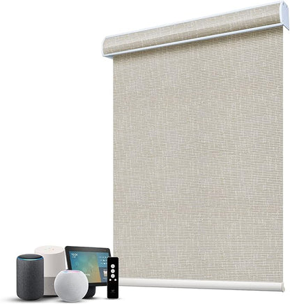 SmartWings Motorized 100% Blackout Shades Blinds, Custom Size, Cordless Window Shades with Rechargeable Battery, Works with Matter/Apple HomeKit, Alexa, Thread/Zigbee, Remote Optional, Safari Cream