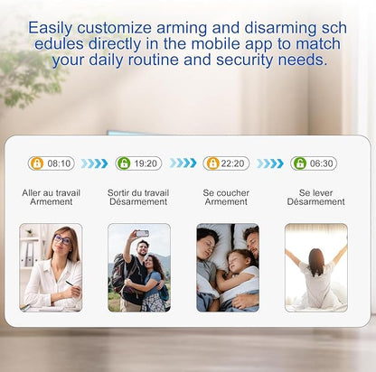 WiFi Wireless Alarm System for Home Security - 24/7 Protection Smart Home Devices 4.3" Touch Screen, GSM/4G+WiFi, App Instant Alerts, No Monthly Fee, Alexa Compatible for Villa, Kids Safety (8 pcs)