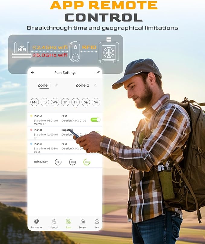 RAINPOINT WiFi Water Timer with Brass Inlet, 2 Outlets Sprinkler Timer,Automatic Irrigation System Controller, APP & Voice Control, Irrigation by Weather/Quantity/Soil Moisture