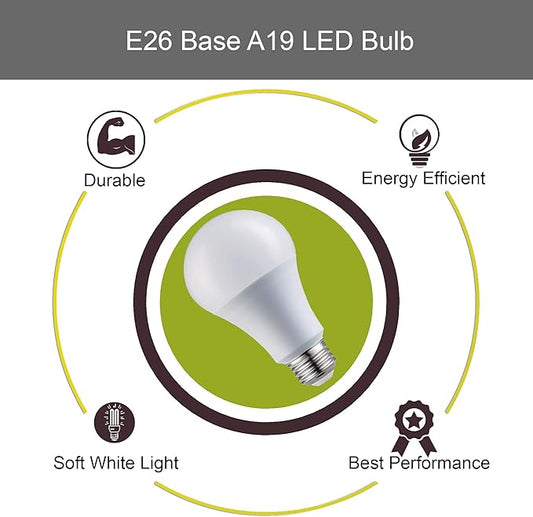 A19 LED Light Bulbs - E26 Base, 75W, 1100 Lumens, Soft White 3000K Illumination - Dimmable, Energy Saving Outdoor & Indoor Home, Commercial Lighting - 80+ CRI, 10-Year Life - 4-Pack
