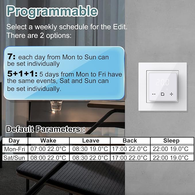 HEATIT WiFi Programmable Thermostat for Electric Floor Heating, Touchscreen
