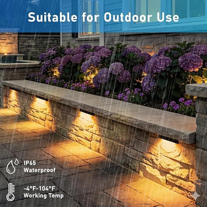 Teekuv 4 Pack 7 Inch Retaining Wall Lights, 5W LED Hardscape Lighting, 12V AC/DC Low Voltage Landscape Wall Lights, 2700K Soft White Waterproof Outdoor Step Lights for Patio Walls Stairs, Black, ETL