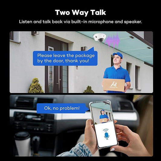 ONWOTE 4K 8MP 2 Way Audio PoE IP Security Camera, Vandal Proof IK10, 3840x2160 8 Megapixels, 134° Wide View, AI Human Vehicle Detection, Commercial Wired Camera for Business, Add-on to PoE NVR System