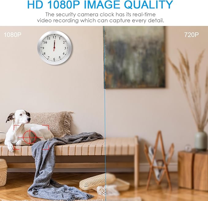 WiFi Security Camera Clock,1080P Wireless Security Cameras Wall Clock Nanny Cam with Motion Detection Alarm/Remote View, Indoor Covert Security Secret Camera Surveillance