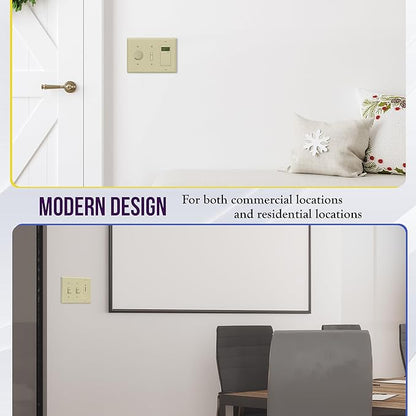 ENERLITES Combination Double Toggle/Single Decorator Rocker Outlet Wall Plate, Standard Size 3-Gang Light Switch Cover(4.5" x 6.38"), Polycarbonate Thermoplastic, UL Listed，881231-I, Ivory