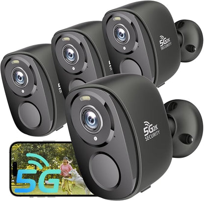5G/2.4G Security Cameras Wireless Outdoor, 4Packs Cameras System
