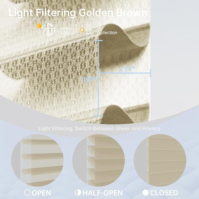 Motorized Sheer Shades with Remote, Automatic Dual-Layered Shades for Windows, Smart Light Filtering Blinds Compatible with Alexa, Custom Size (Light Filtering Golden Brown)