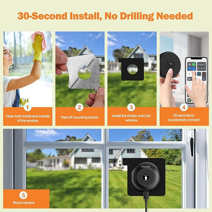2K Wireless Dome Security Camera, 5GHz/2.4GHz WiFi Window Camera, No-Drill Mount Indoor Outdoor, Color Night Vision, Human Detection, 24/7 Recording, Alexa Compatible, for Apartment, Office & Garage