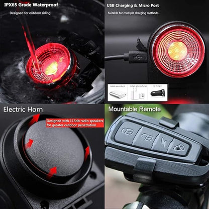 G Keni Smart Brake Sensing Rear Bike Lights, Auto Light Sensing Bike Tail Light, IPX6 Waterproof, Ultra Bright LED Taillights, Rechargeable Safety Road Back Bicycle Lights for Night Riding