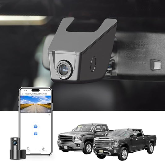 Mangoal Front 4K & Rear 1080p Dash Cam fit for GMC Sierra Select 1500 2014-2021 Select 2500/3500 2015-2023(Model E), NO Vehicle Sensor Cover, 2160P Video, WiFi & APP, 128GB Card