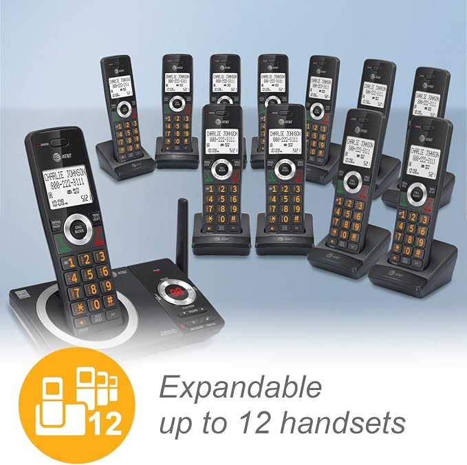 AT&T CL82219 DECT 6.0 2-Handset Cordless Phone for Home, Black | Answering Machine, Call Blocking, Caller ID Announcer, Intercom, Long Range