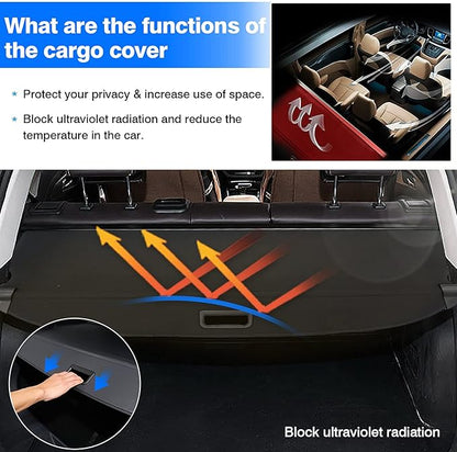 Powerty Cargo Cover for 2022-2025 2026 Hyundai Tucson Accessories, Trunk Cover Retractable Trunk Shielding Shade Cargo Luggage Cover for 2022-2026 Hyundai Tucson Black
