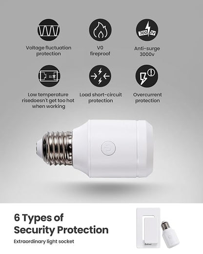 Zoiinet 500W Remote Control Light Socket, Wireless Light Switch, UL, 3 Pack | 300ft, for Pull Chain Light Fixture, E26 E27 Bulbs Base Holder, Programmable, No Wiring, for Bedroom, Stair, Closet & Garage