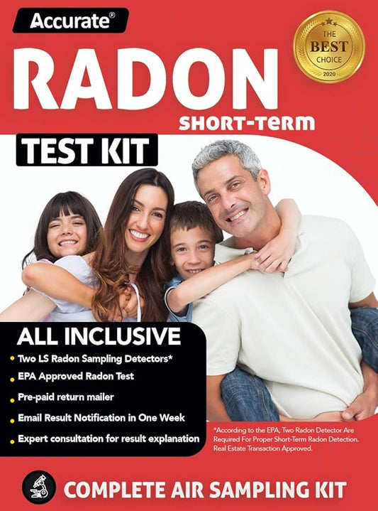 Accurate Home Radon Test Kit - EPA Certified Short-Term Dual Detectors - Comprehensive Radon Testing for Home - All-Inclusive Lab Fee - Reliable Radon Tester with Expert Consultation