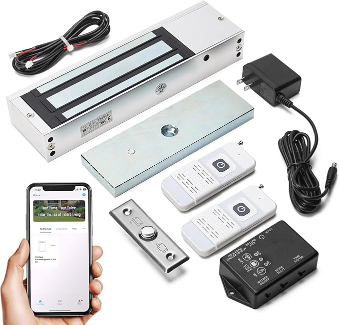 WiFi Smart Magnetic Lock for Door Kit, 1200lbs Holding Force Magnetic Door Lock System with App/Remote Control, 4 Modes, Sound Alerts, Easy Install for Home & Office