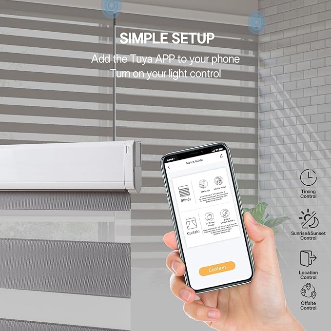 Zebra Motorized Blinds with Remote, SolarPowered Shades, Dual Layer Blackout, Custom Size SmartElectric Blinds