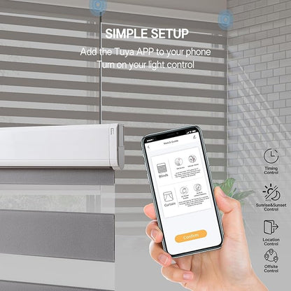Zebra Motorized Blinds with Remote, SolarPowered Shades, Dual Layer Blackout, Custom Size SmartElectric Blinds