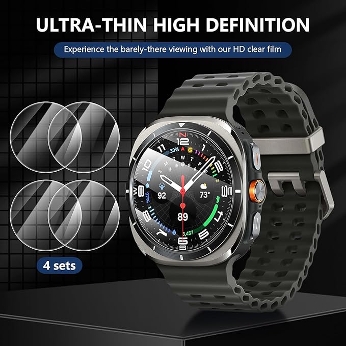 Suoman 4-Pack for Samsung Galaxy Watch 6 Classic 47mm/Galaxy Watch 7 Ultra 47mm Screen Protector, [Anti-Scratch] 2.5D 9H Ultra-thin Tempered Glass Screen Protective Film
