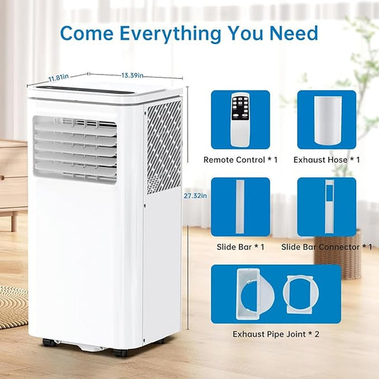 GarveeLife Portable Air Conditioners, 8,000 BTU for Rooms up to 350 Sq.Ft., Smart Compact AC Unit with Cooling, Dehumidifier, Fan, Remote Control and Window Kit, White
