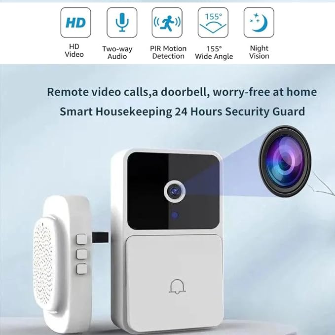 Doorbell Camera – Wireless Doorbell with Camera for Home, Battery Operated, 2-Way Audio & Motion Detector, Video Doorbell Chime